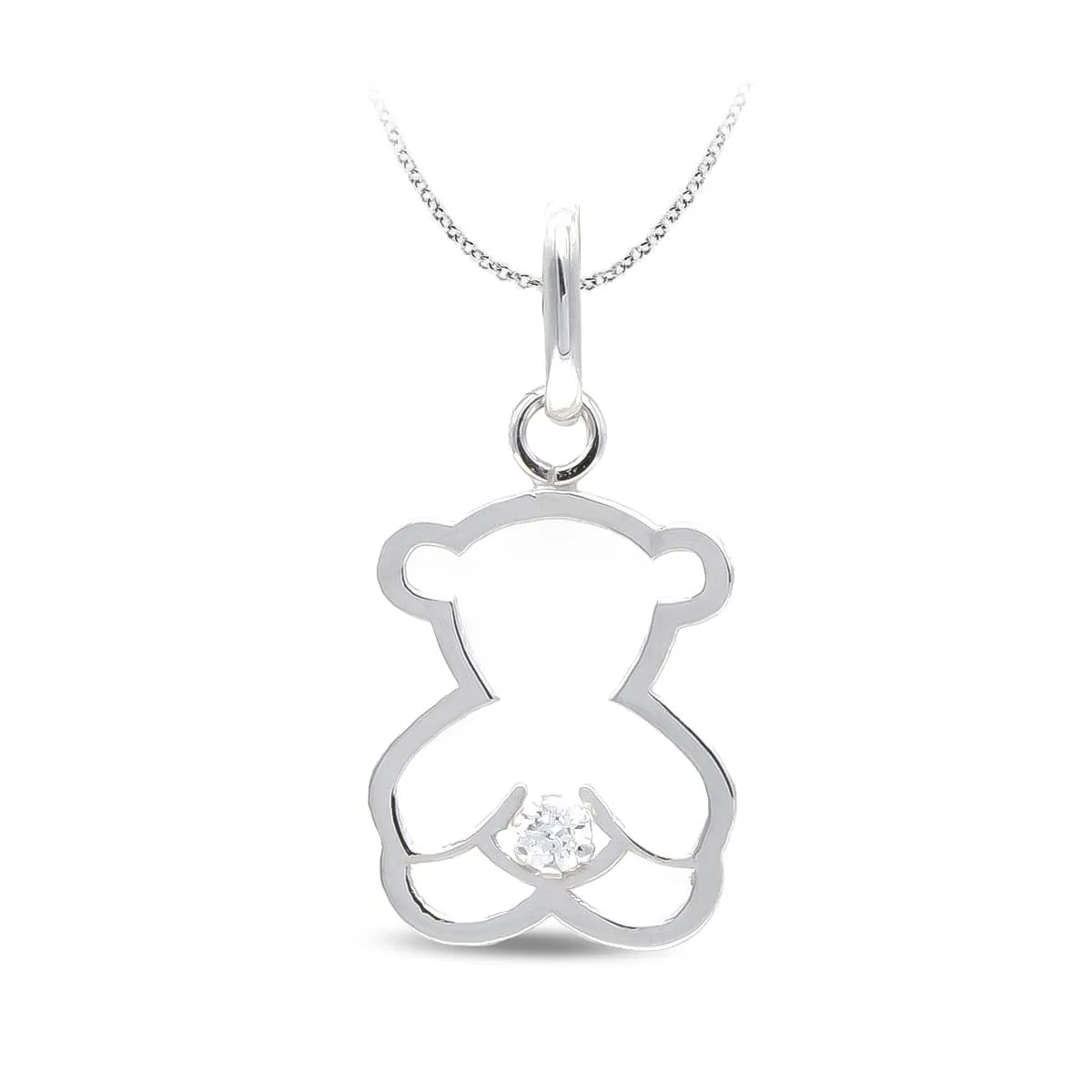 18K COLGANTE ORO BLANCO OSO CIRCONITA ORO BLANCO