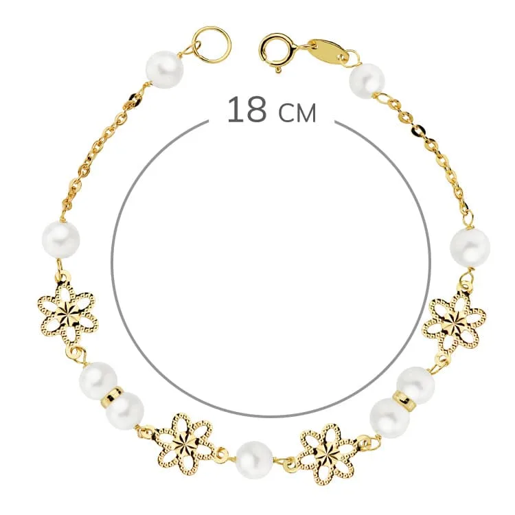 18K PULSERA ORO AMARILLO COMUNION PERLA 5.5 MM 18CM — vista 2