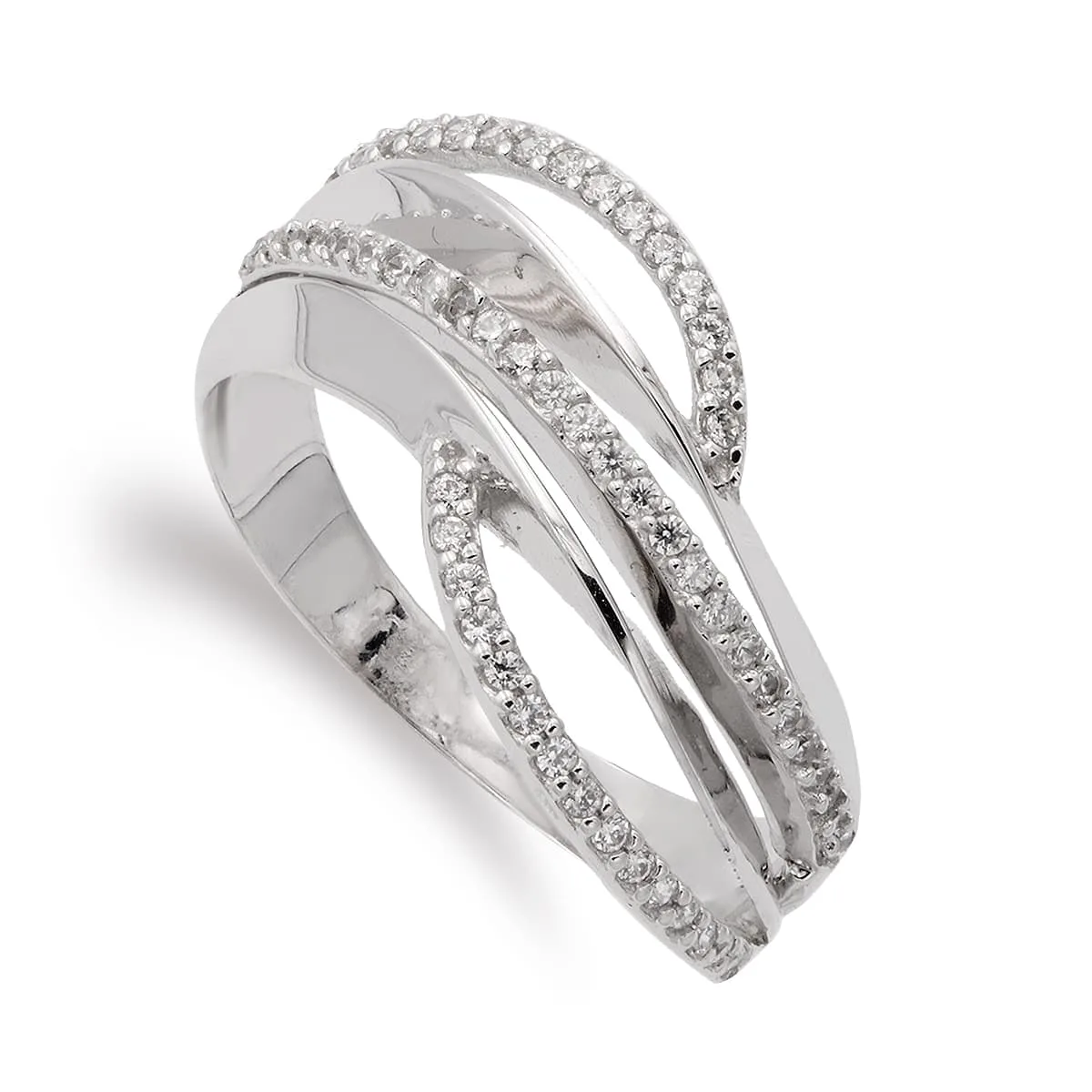 18K SORTIJA ORO BLANCO CON CIRCONITAS. ANCHO: 10 MM