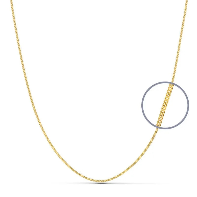 18K CADENA ORO AMARILLO MACIZA BARBADA 45CM 0.8 MM
