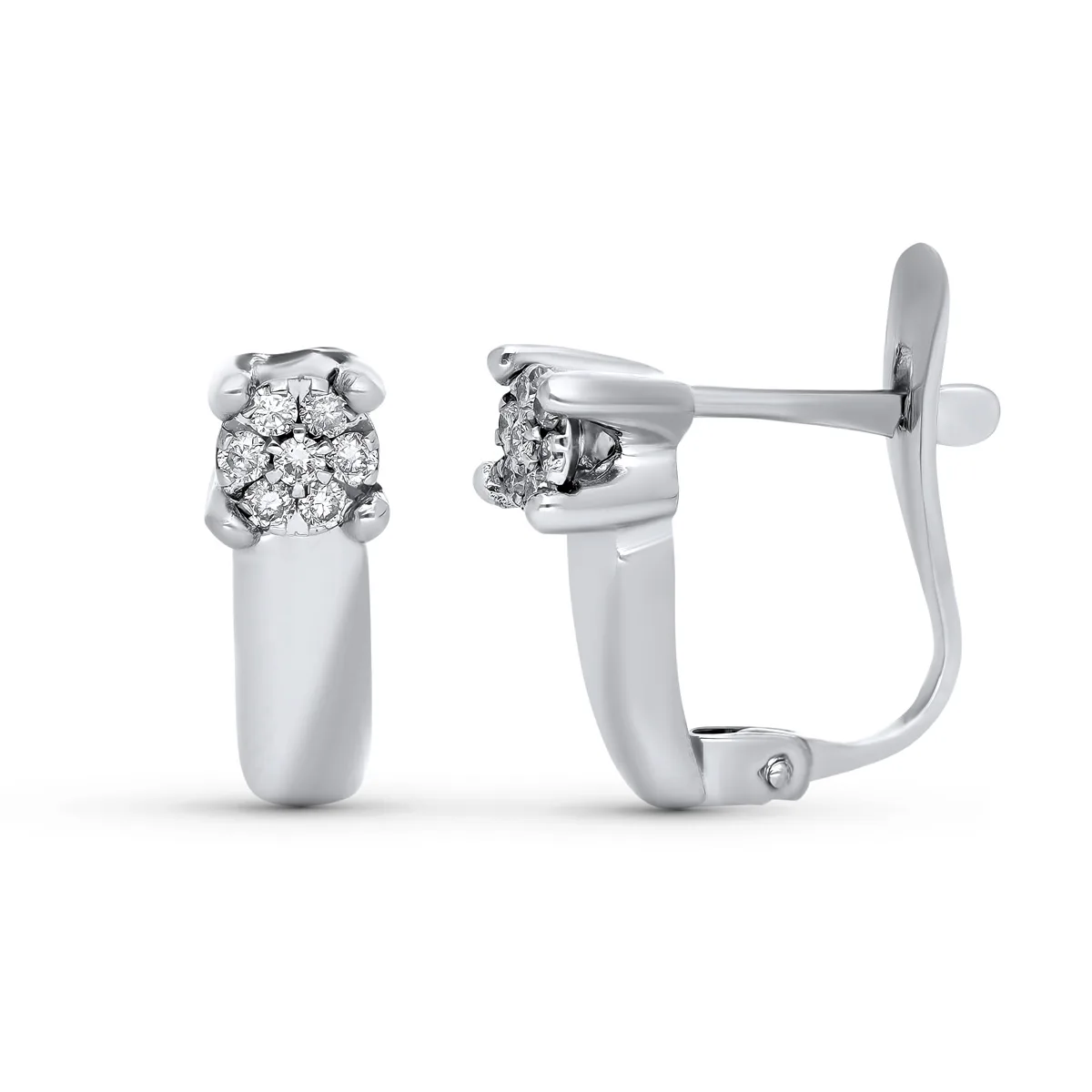 18K PENDIENTES ORO BLANCO DIAMANTES NATURALES 0,100 QTES SI-H. MEDIDA: 13 X 4 MM CIERRE CATALAN