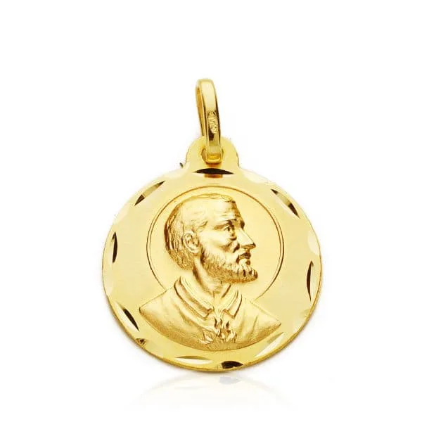 18K MEDALLA ORO AMARILLO SAN FRANCISCO JAVIER TALLADA 18 MM