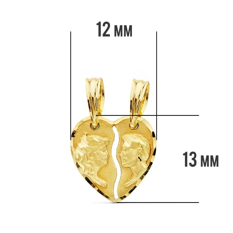 18K COLGANTE ORO AMARILLO CORAZON PAREJA 13X13 MM C. AMOR — vista 2