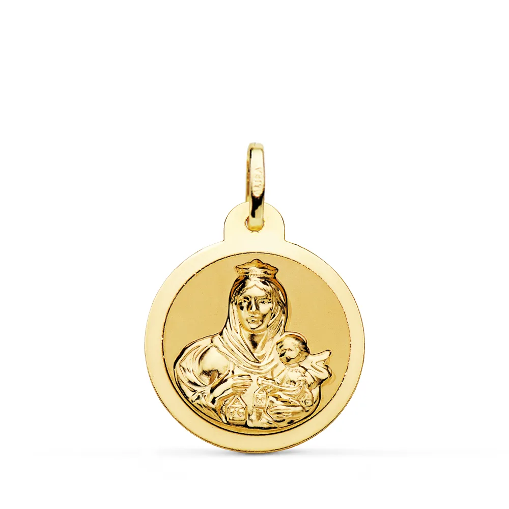 18K ESCAPULARIO ORO AMARILLO ORO AMARILLO BRILLO VIRGEN DEL CARMEN Y CORAZON DE JESUS 20 MM — vista 3