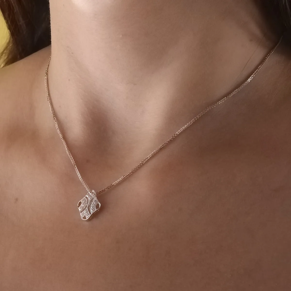 18K GARGANTILLA ORO BLANCO 45CM JUEGO NOVIA 15X11 MM CIERRE MOSQUETON — vista 2