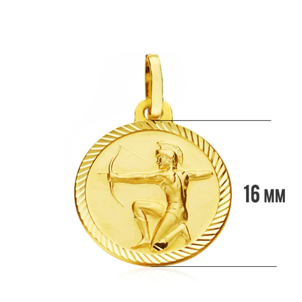 18K PLACA HOROSCOPO ORO AMARILLO SAGITARIO 16 MM — vista 3