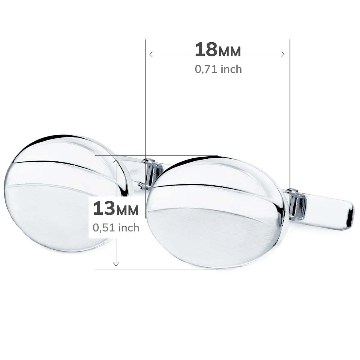 18K GEMELOS ORO BLANCO OVAL MATE Y BRILLO 18X13 MM CIERRE RIGIDO OSCILANTE — vista 3