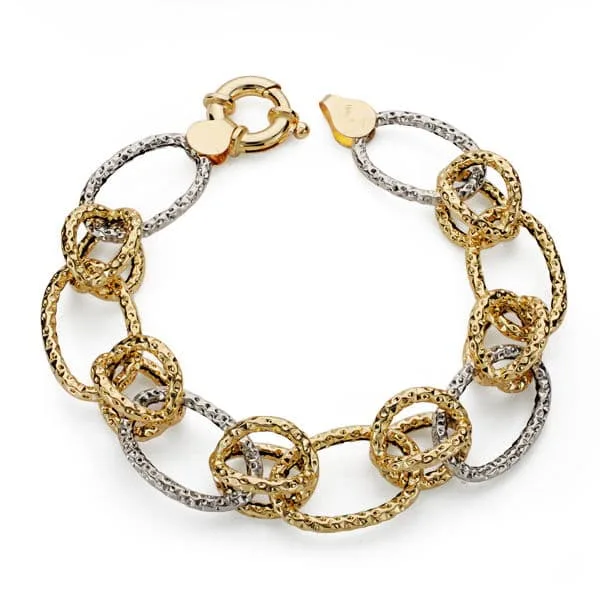 18K PULSERA ORO BICOLOR HUECA 19CM