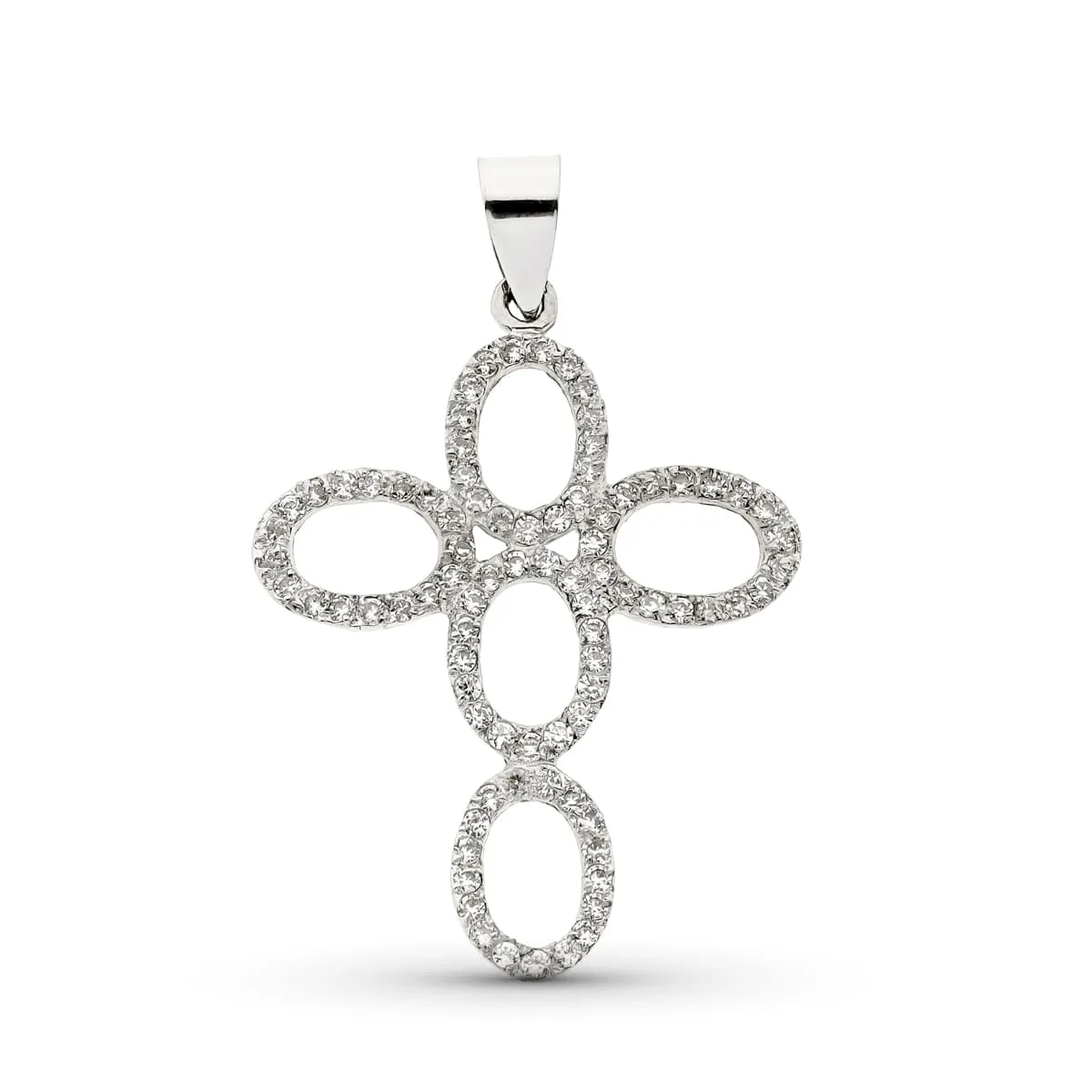 18K CRUZ ORO BLANCO CON CIRCONITA 35X26 MM