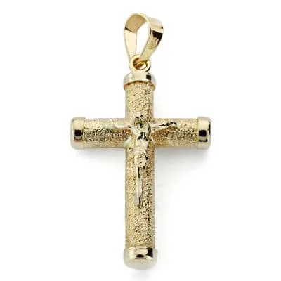 9K CRUZ ORO AMARILLO CRISTO 21X14X3 MM