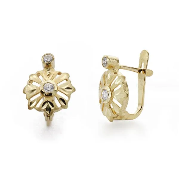 18K PENDIENTES CUBANAS NIÑA CIRCONITA ORO AMARILLO 11X9 MM CIERRE CATALAN