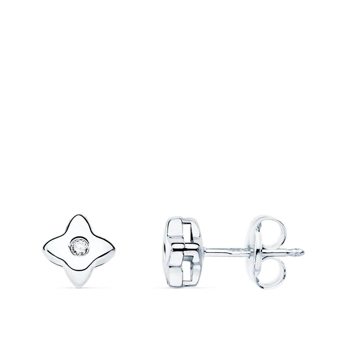 18K PENDIENTES ORO BLANCO ESTRELLA DIAMANTES LABORATORIO 0,030 QT VS2-G. MEDIDA: 5X5 MM. CIERRE PRESION