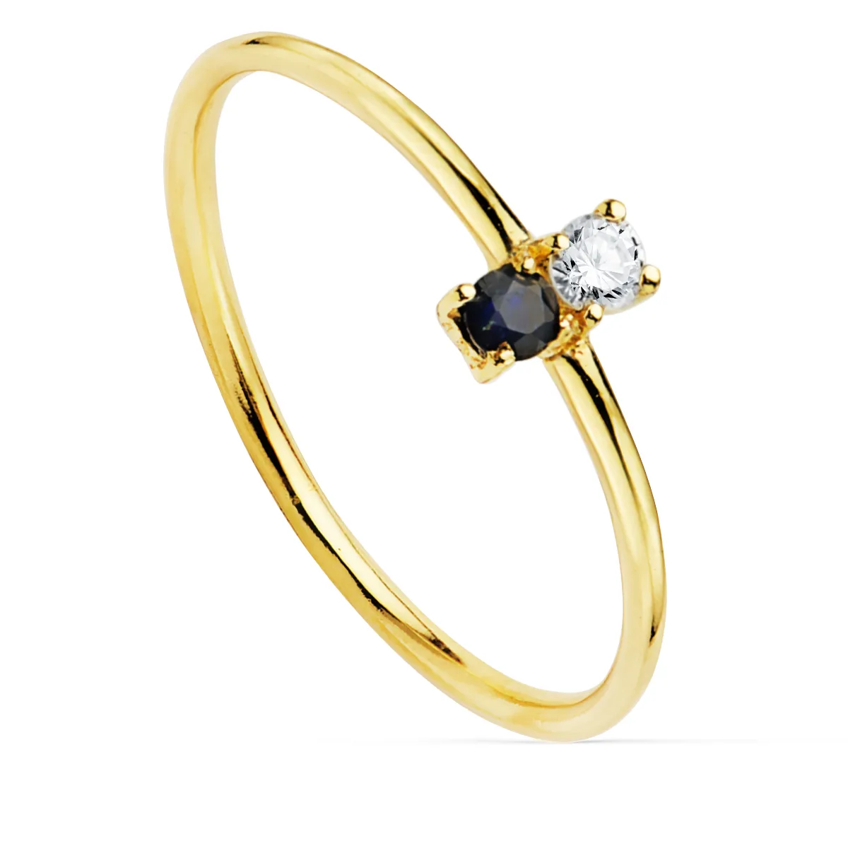 18K SORTIJA ORO AMARILLO DIAMANTE 0.043 QTS. G-VS2. 1 ZAFIRO 2.30 MMCUERPO 1 MM