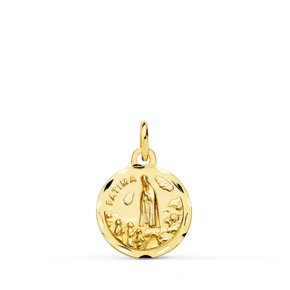 9K MEDALLA ORO AMARILLO VIRGEN DE FATIMA TALLADA. 14 MM