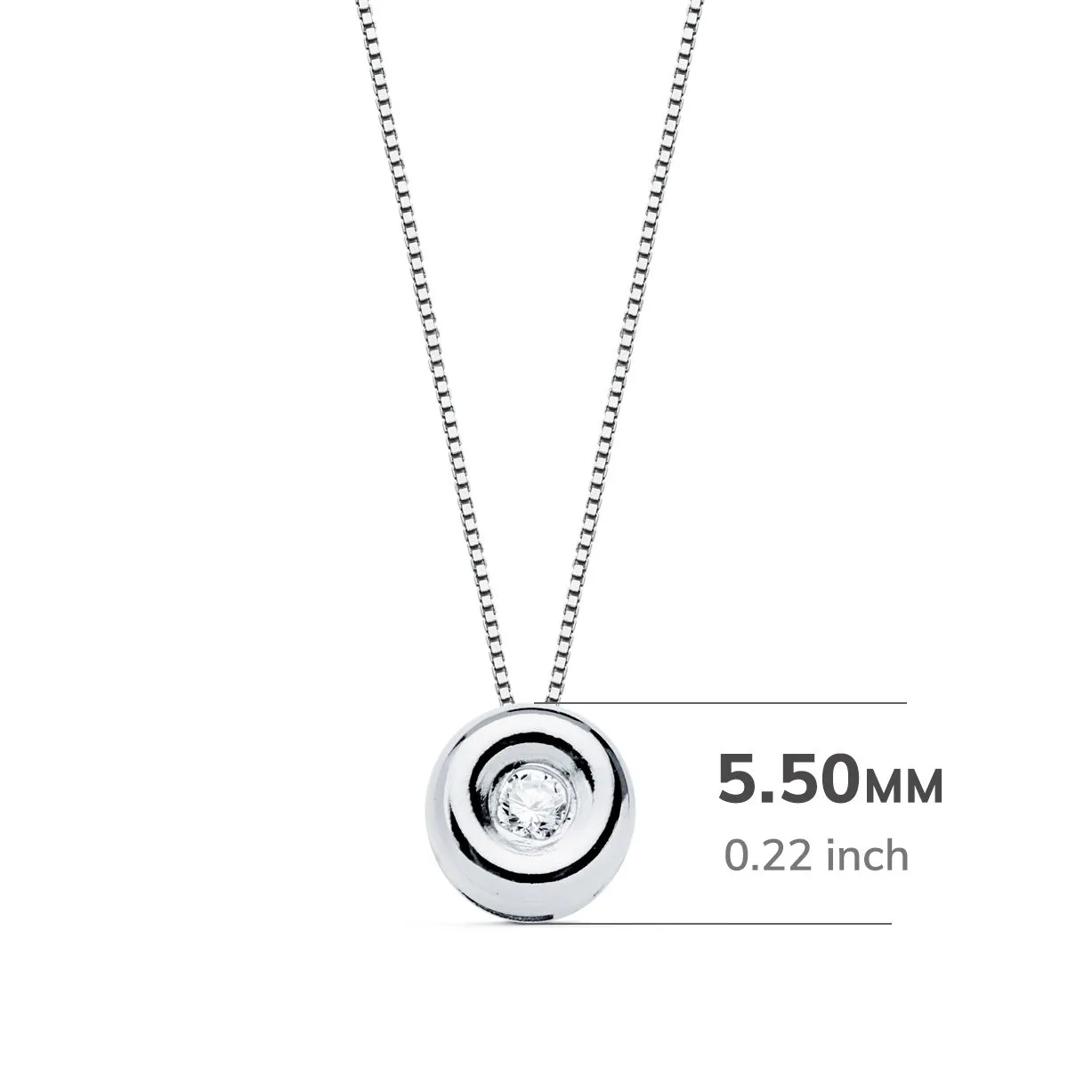 18K GARGANTILLA ORO BLANCO CHATON 5,5 MM DIAMANTE LABORATORIO 1,70MM 0,020 QTS. G-VS2. CADENA 42CM — vista 2