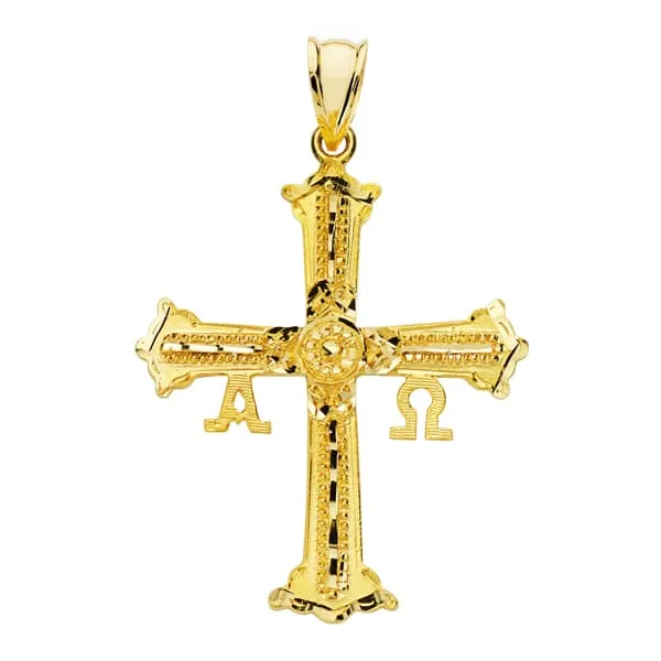 18K CRUZ ORO AMARILLO DE COVADONGA O VICTORIA GRANDE 39X30 MM