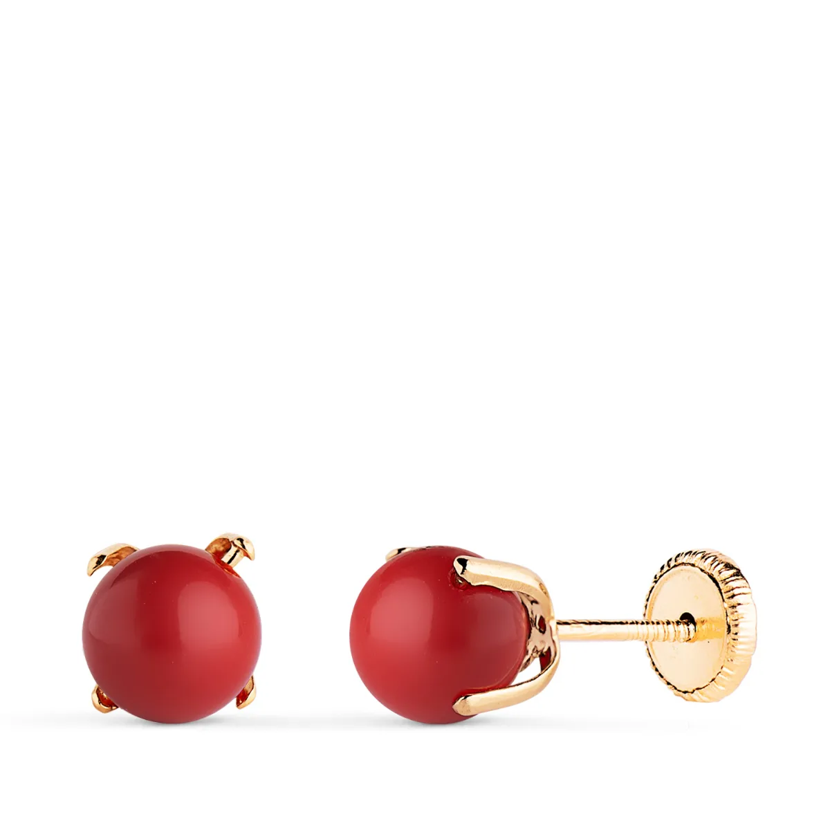 18K PENDIENTES ORO AMARILLO CORAL CON 4 GARRAS. MEDIDA: 6 MM. CIERRE TUERCA