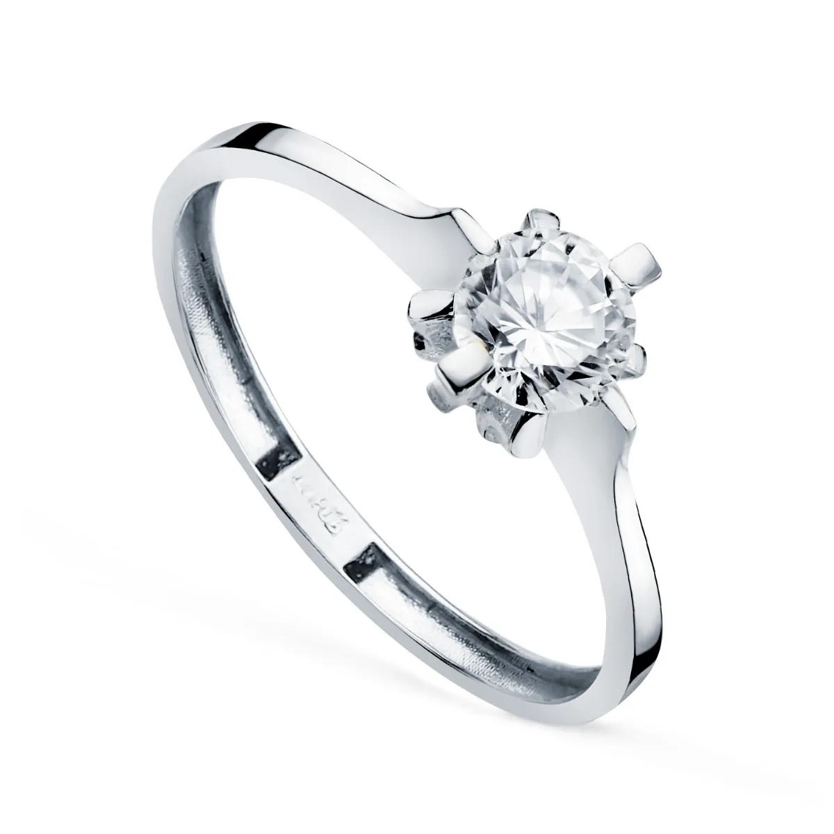 18K SOLITARIO ORO BLANCO CIRCONITA GARRAS 5 MM ANCHO CUERPO 2 MM