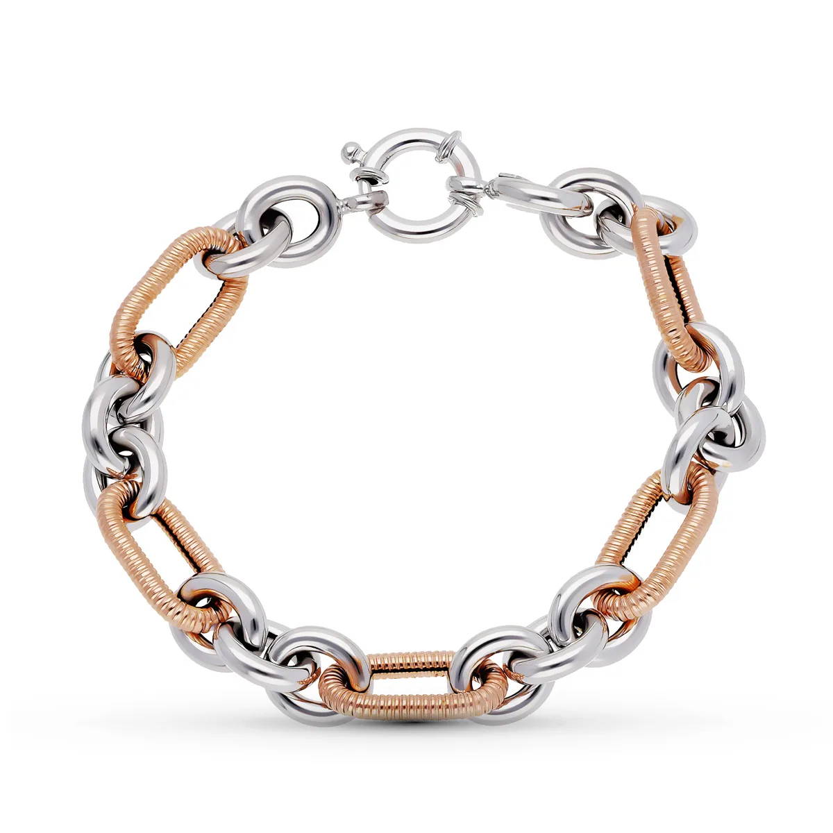 18K PULSERA ORO BICOLOR ESLABONES