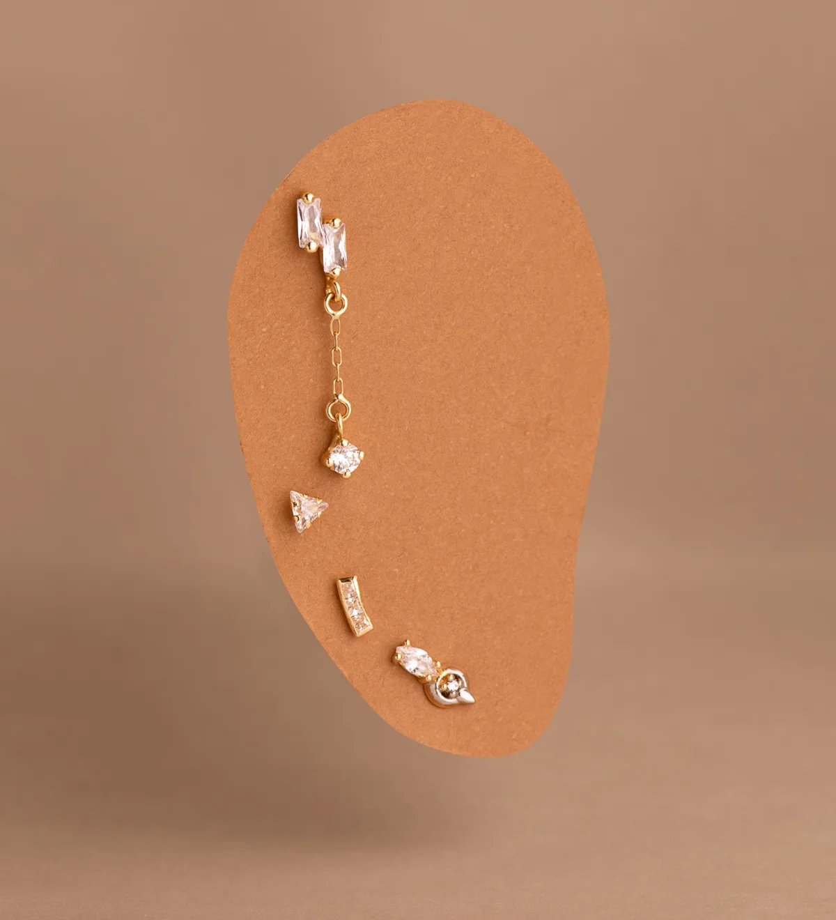 18K PENDIENTES ORO BICOLOR MOTIVO CON CIRCONITAS. MEDIDA: 8 X 4 MM. CIERRE TUERCA — vista 2