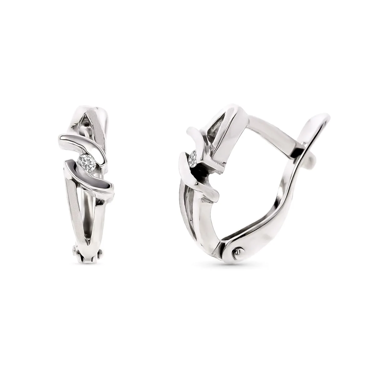 18K PENDIENTES NIÑA ORO BLANCO CON DIAMANTES NATURALES. CIERRE CATALAN