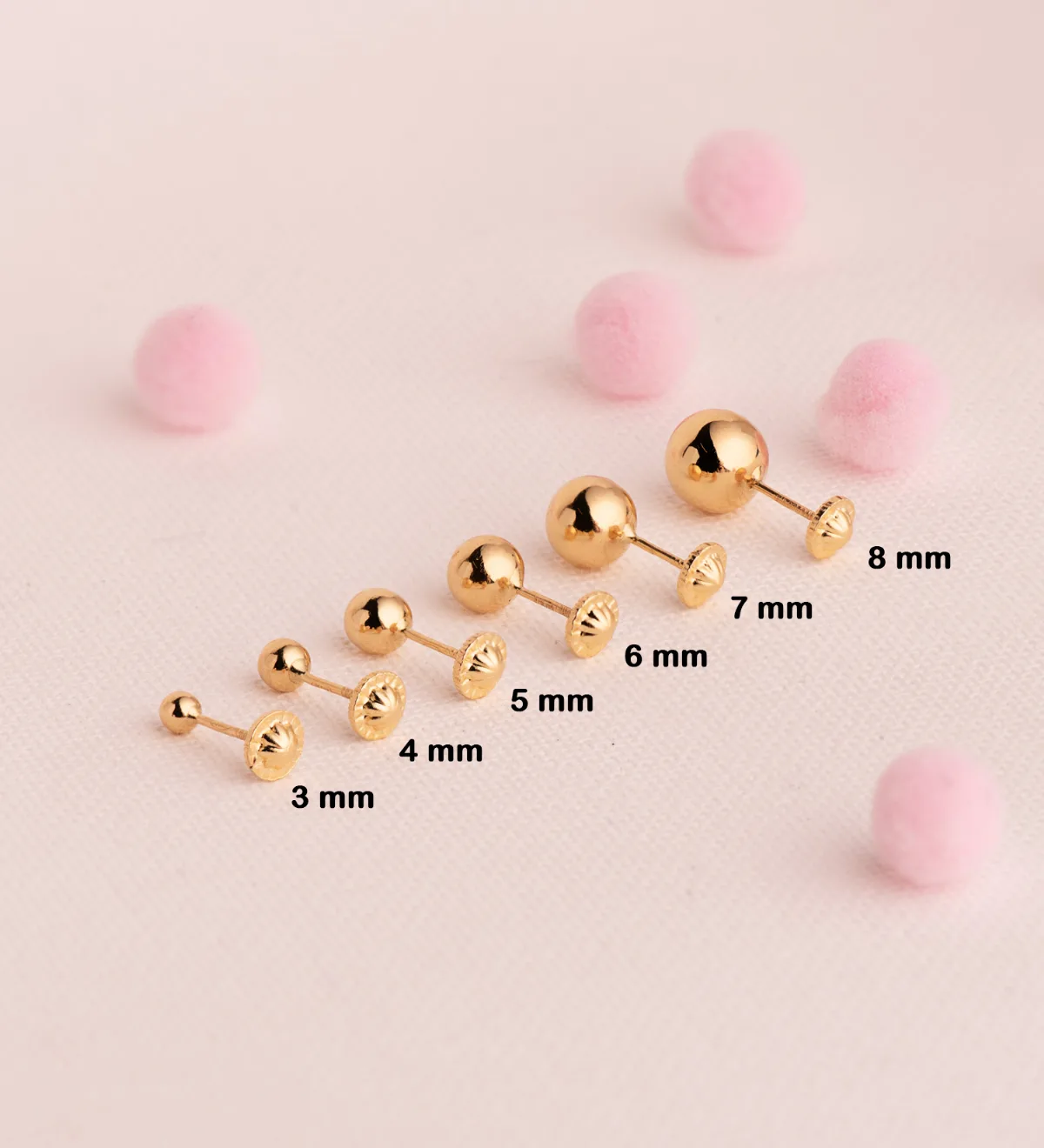 18K PENDIENTES ORO AMARILLO BOLA LISA BRILLA HUECA. ANCHO: 6 MM. CIERRE TUERCA — vista 3