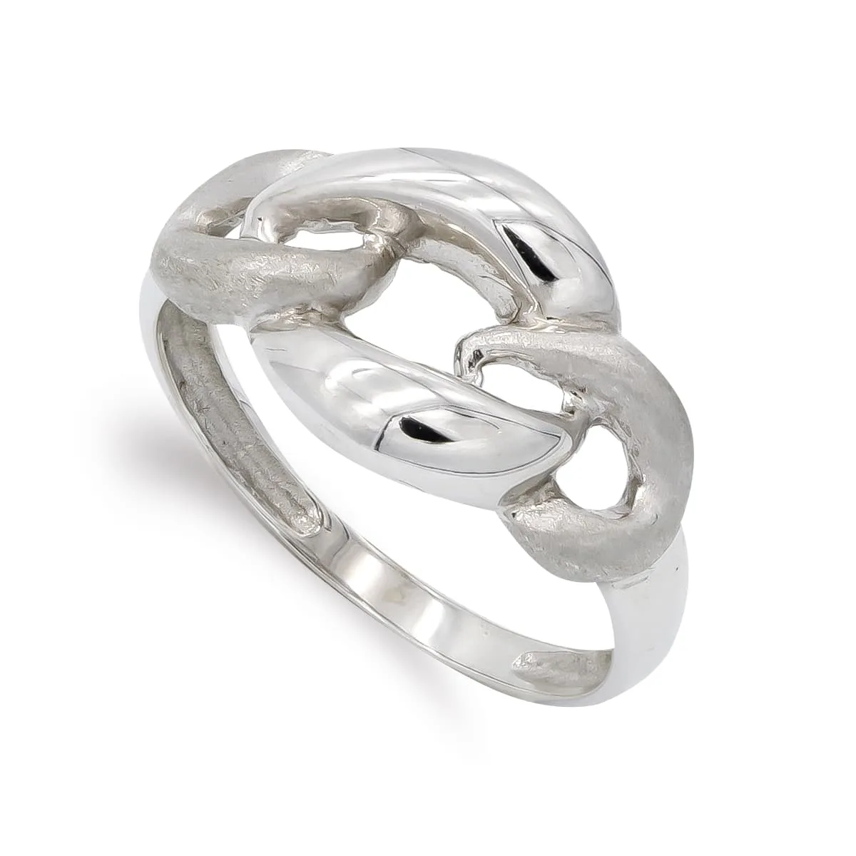 18K SORTIJA ORO BLANCO ESLABONES MATE Y BRILLO. ANCHO: 11 MM