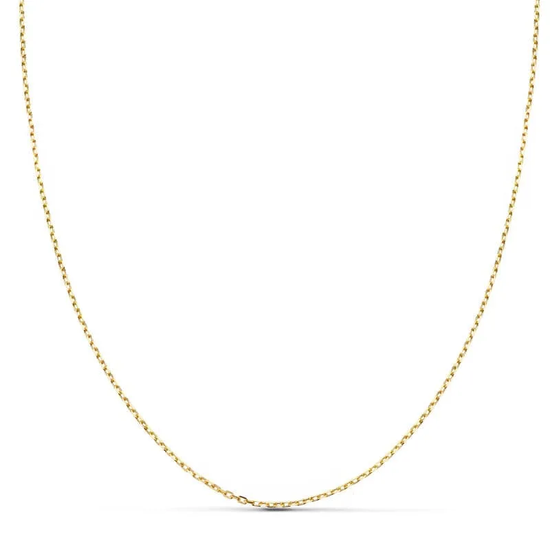 18K CADENA ORO AMARILLO MACIZA FORZADA 40CM 0.06 MM