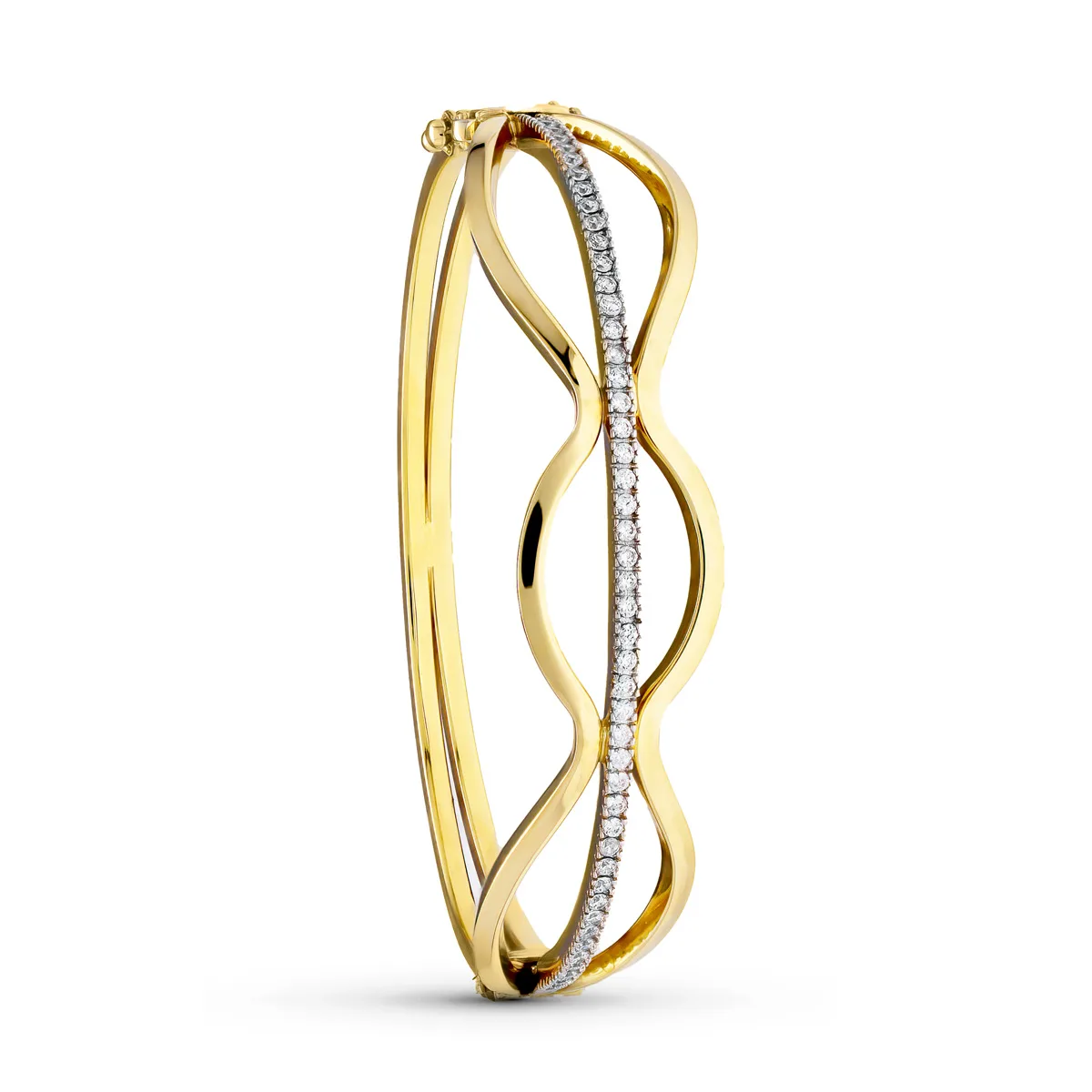 18K PULSERA RIGIDA ORO BICOLOR CIRCONITA