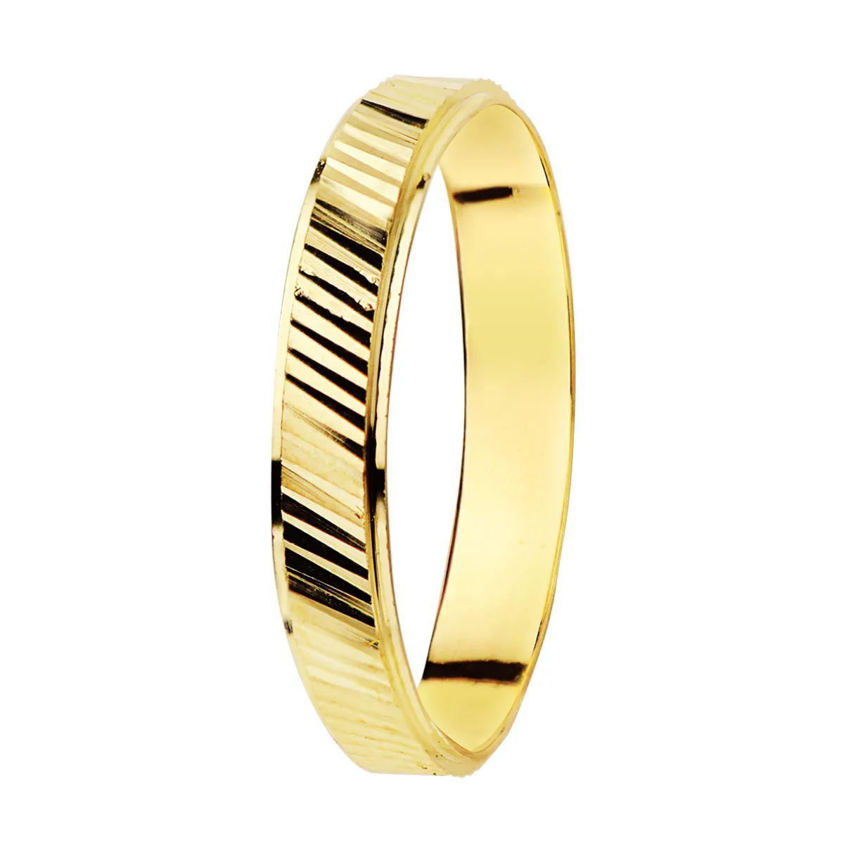9K ALIANZA ORO AMARILLO TALLADA ANCHO 3 MM GROSOR 0.8 MM