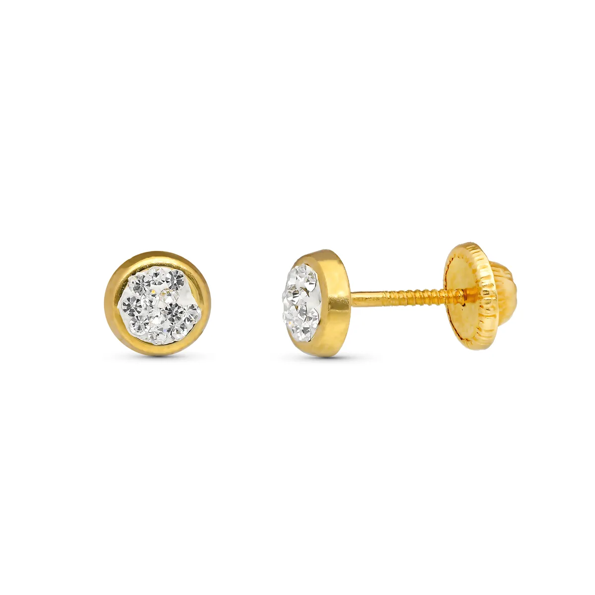 9K PENDIENTES ORO AMARILLO CIRCONITA CUAJO 5X5 MM CIERRE TUERCA