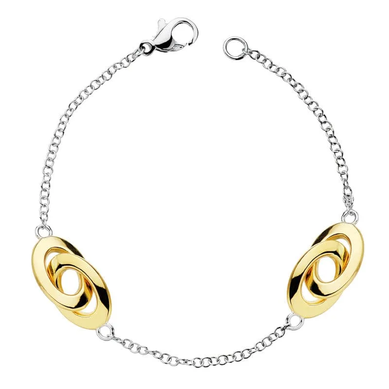 18K PULSERA HUECA ORO BICOLOR 19CM