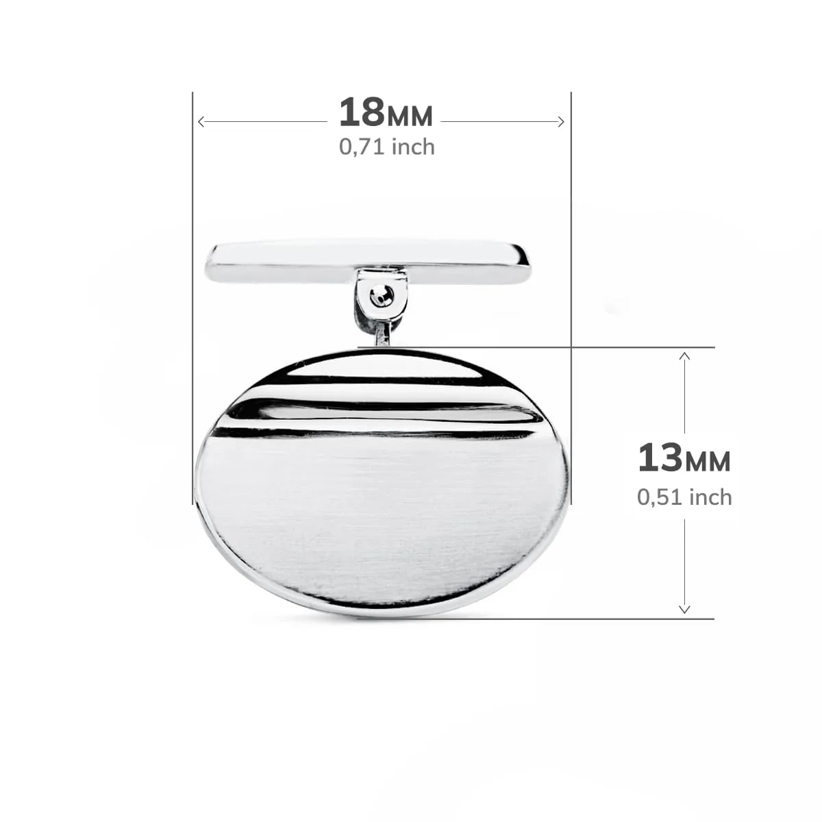 18K GEMELOS ORO BLANCO OVAL MATE Y BRILLO 18X13 MM CIERRE RIGIDO OSCILANTE — vista 3