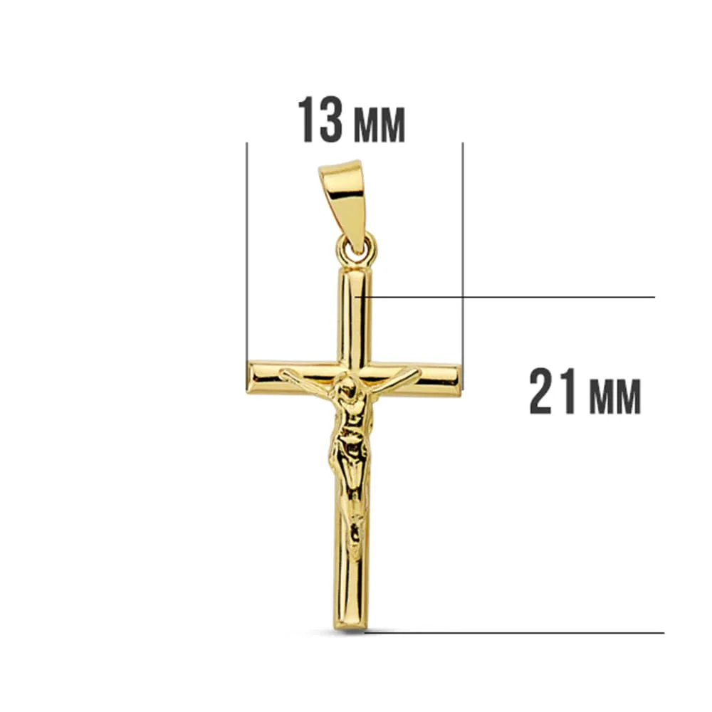 18K CRUZ ORO AMARILLO CON CRISTO REDONDA 21X13 MM — vista 2