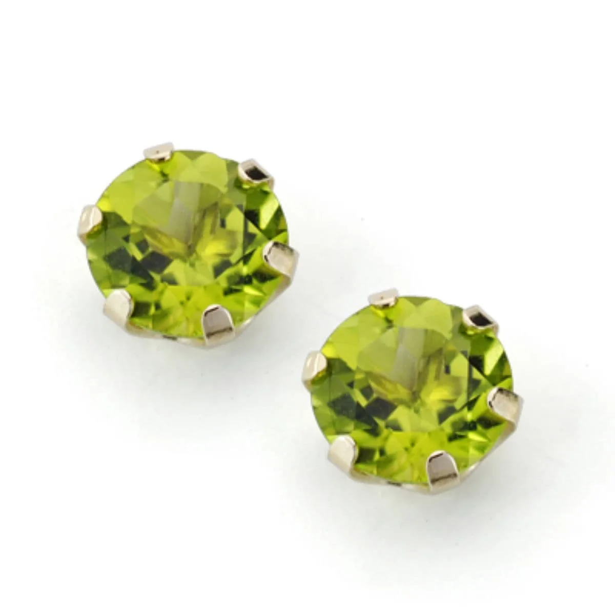 9K PENDIENTES ORO AMARILLO GARRAS CON OLIVINA NATURAL 7 MM TOTAL 2,88 QTS. CIERRE PRESION