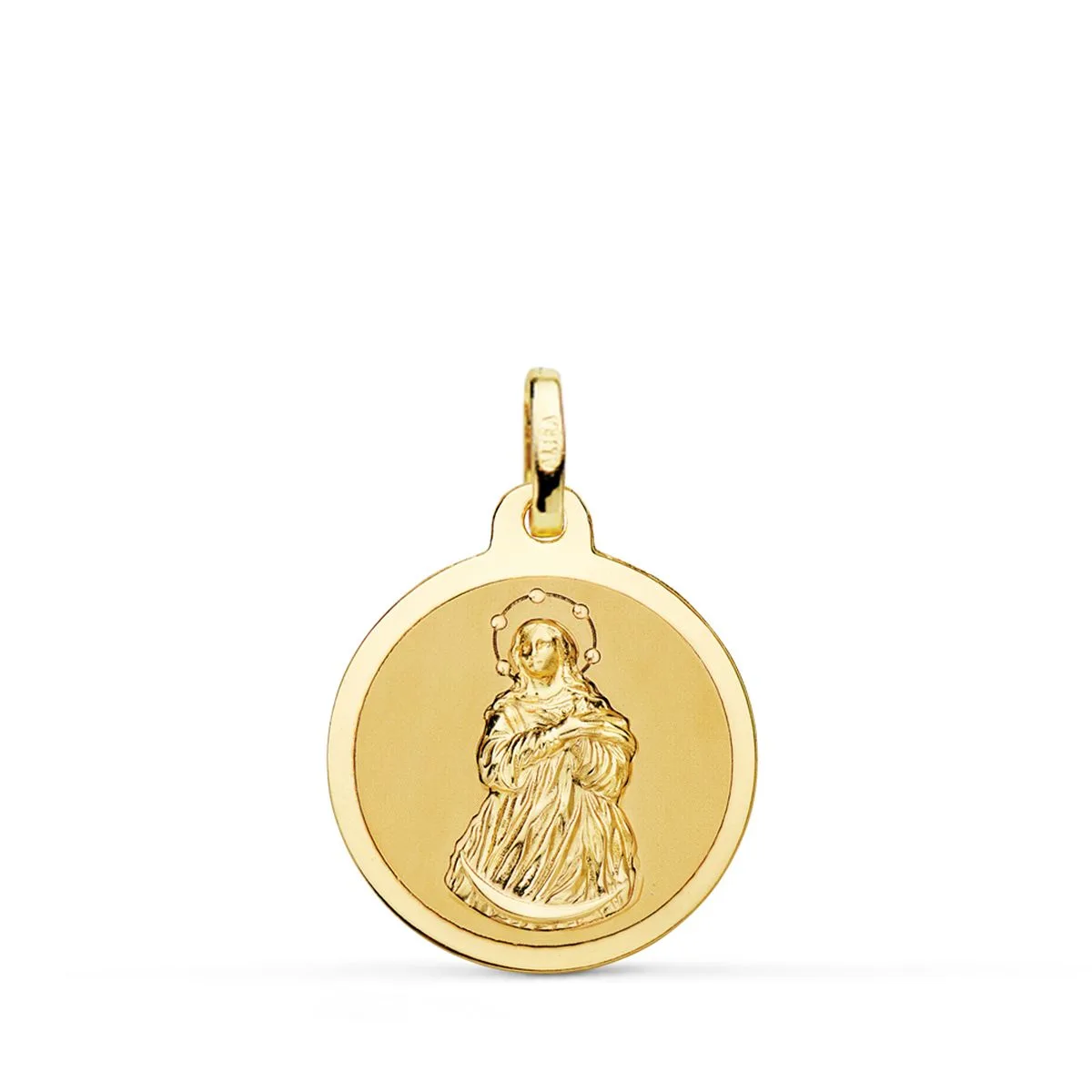 18K MEDALLA ORO AMARILLO VIRGEN INMACULADA MATE Y BRILLO 18 MM