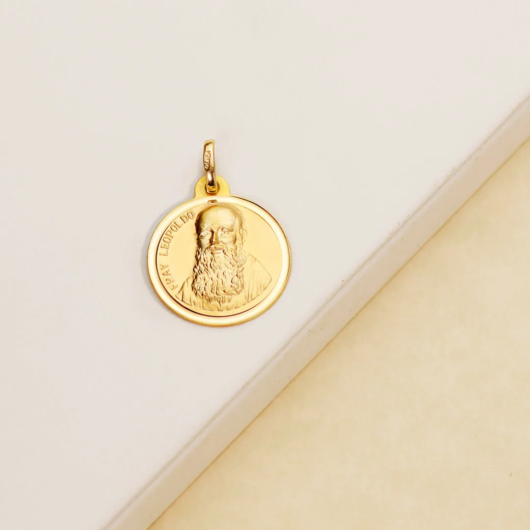 18K MEDALLA ORO AMARILLO FRAY LEOPOLDO BISEL 18 MM — vista 2