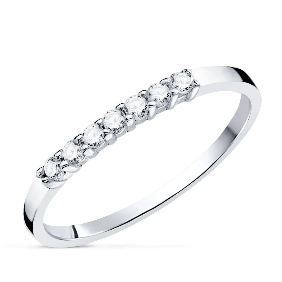 18K SORTIJA ORO BLANCO 7 DIAMANTES TALLA BRILLANTE 0,160 QTS. VS2-G