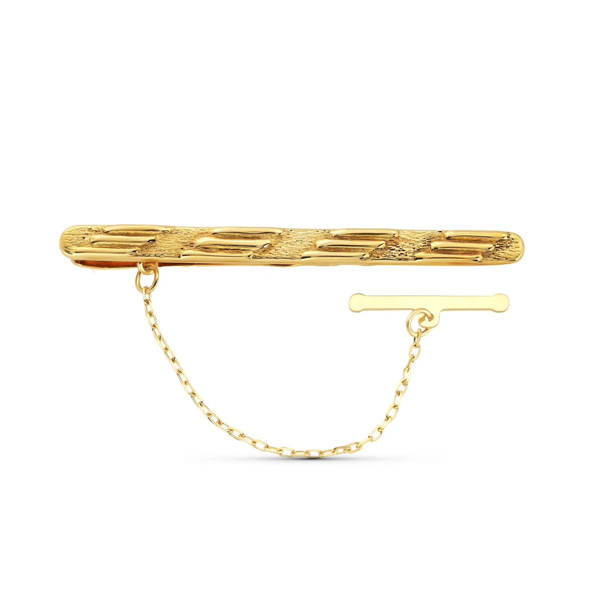 18K PISACORBATA CLIP DE CORBATA ORO AMARILLO MATE Y BRILLO GALLONES