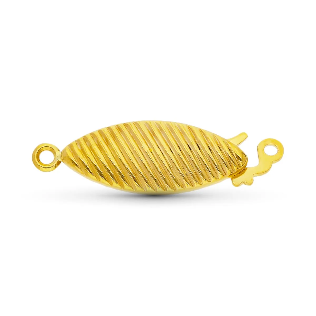 18K FORNITURA CIERRE BROCHE DE GARGANTILLA ORO AMARILLO GALLONEADO. 17X7 MM