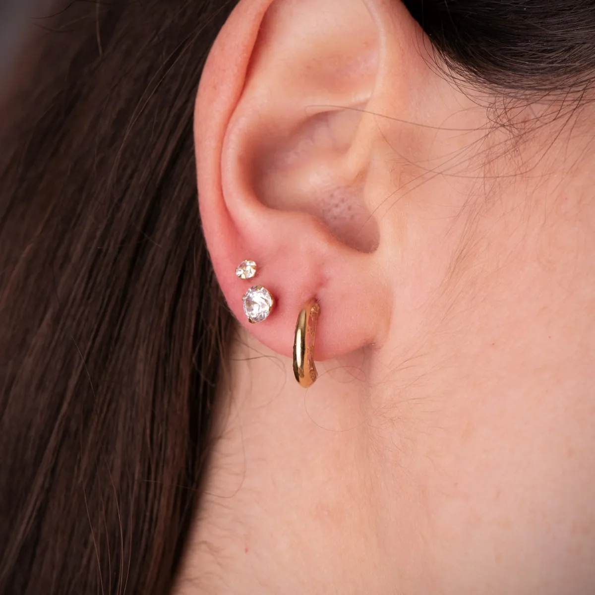 18K PENDIENTES ORO AMARILLO AROS HUECOSESTRELLAS CALADAS. MEDIDA: 12 X 3 MM. CIERRE PRESION — vista 3