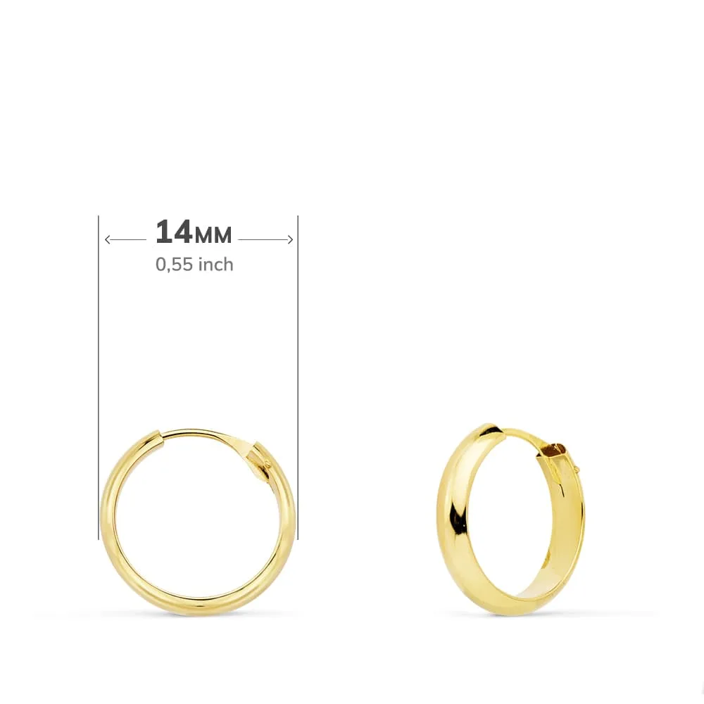 18K AROS HUECOS ORO AMARILLO MEDIA CAÑA LIGEROS.14X3 MM — vista 2