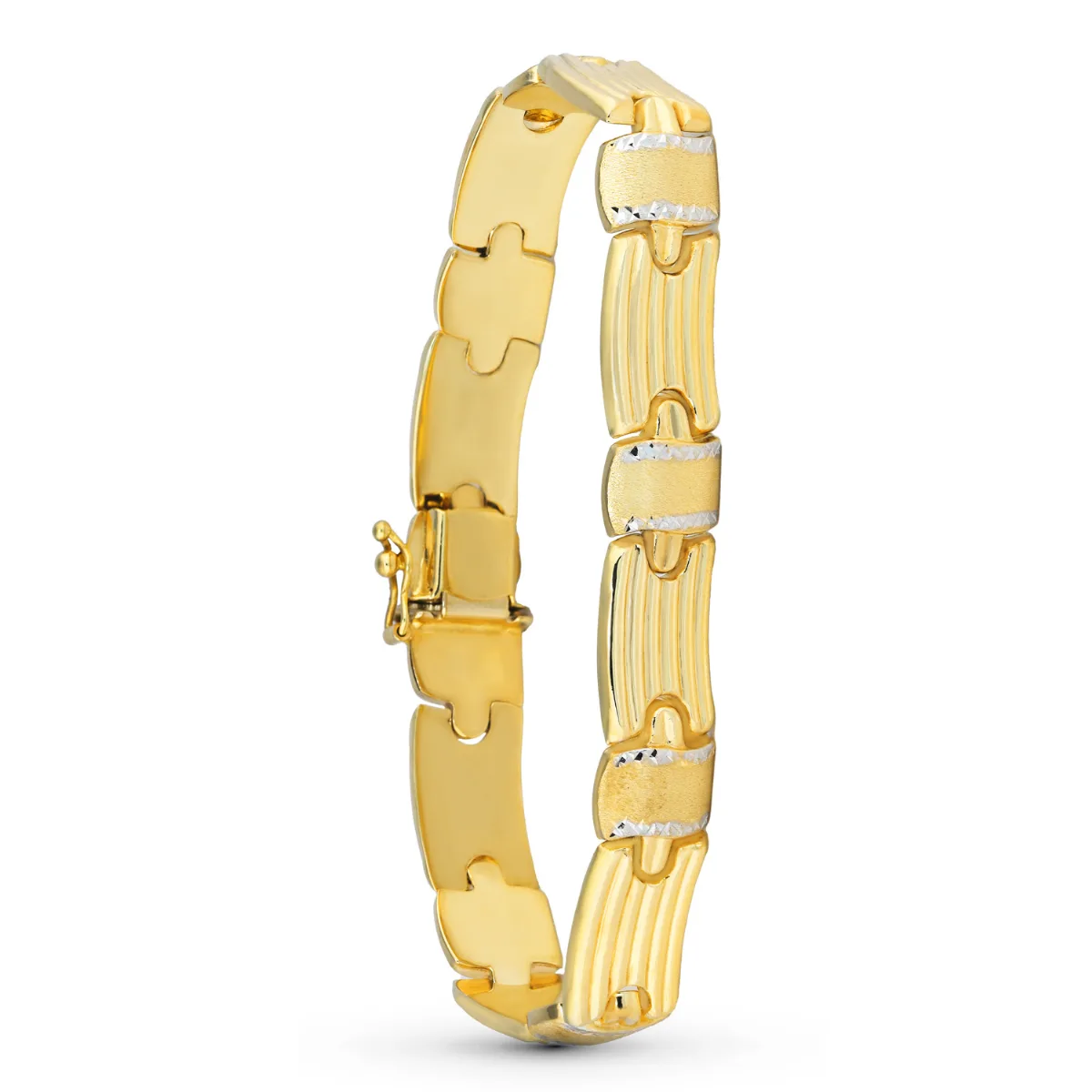 18K PULSERA ORO BICOLOR ESTAMPACION