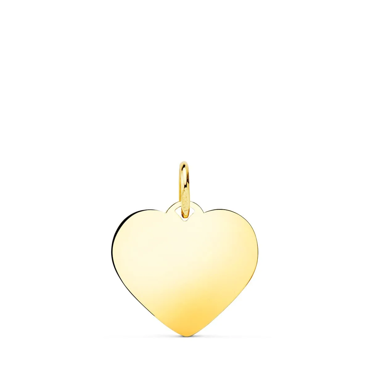 18K PLACA CHAPA ORO AMARILLO CORAZON LISO EN BRILLO 16X16 MM C. AMOR