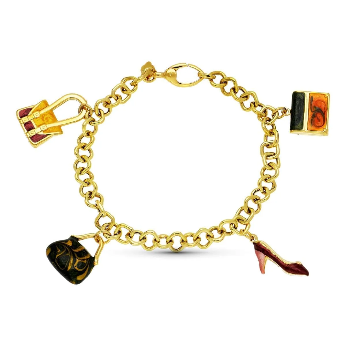 18K PULSERA ORO AMARILLO FETICHES ESMALTADOS