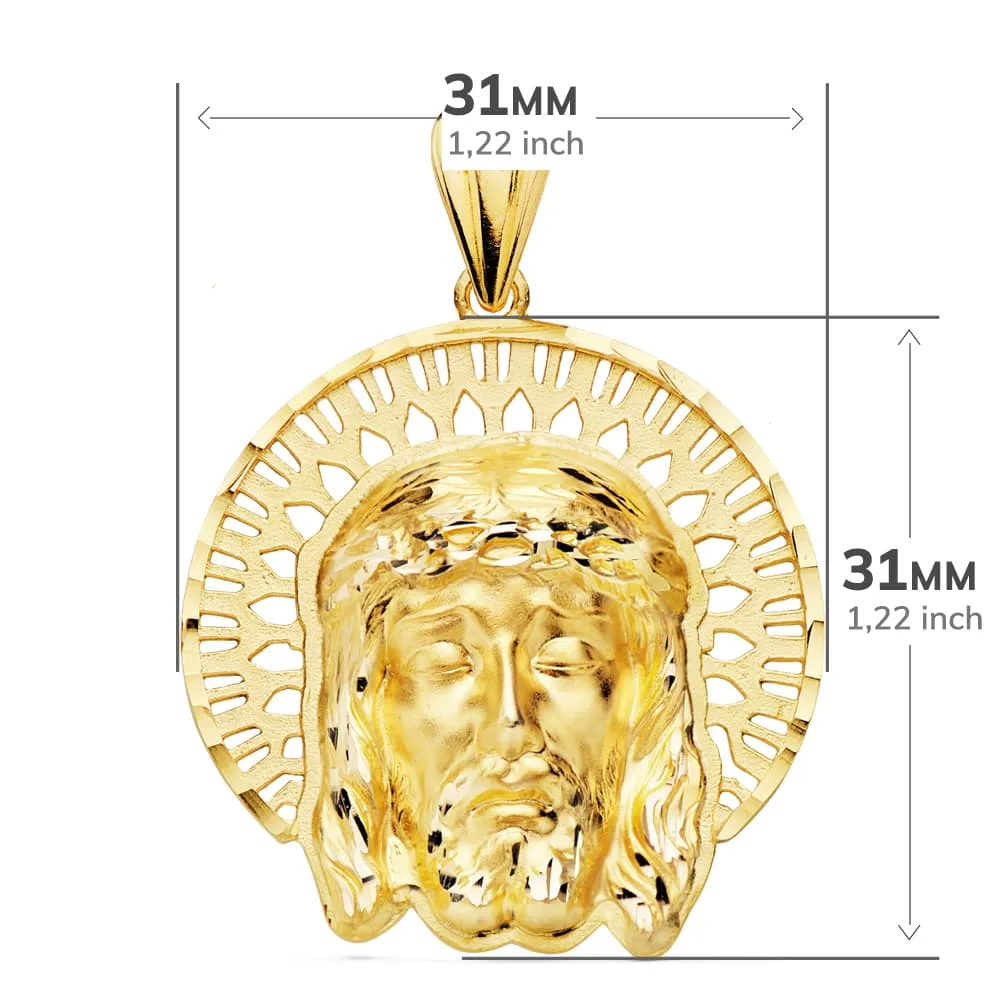 18K COLGANTE COLGANTE ORO AMARILLO CABEZA DE CRISTO  ORLA 31X31 MM — vista 3