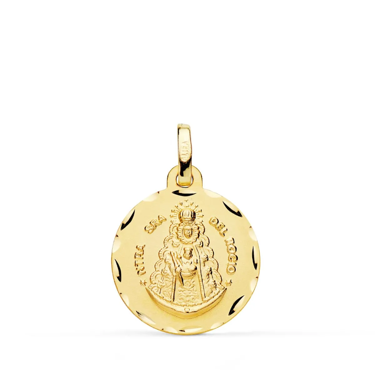 18K MEDALLA ORO AMARILLO VIRGEN DEL ROCIO TALLADA 18 MM