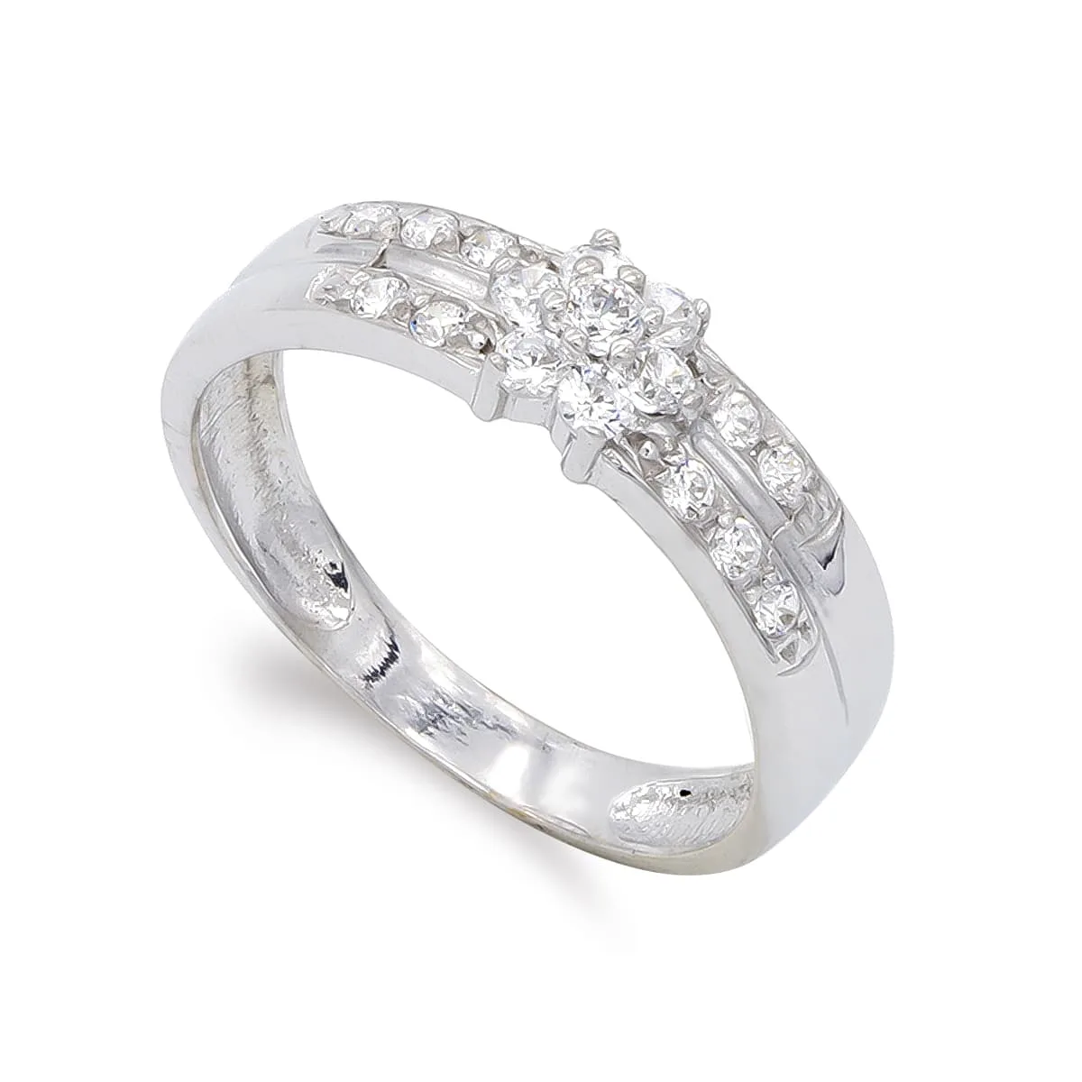 18K SORTIJA ORO BLANCO Y CIRCONITAS. ANCHO: 6 MM