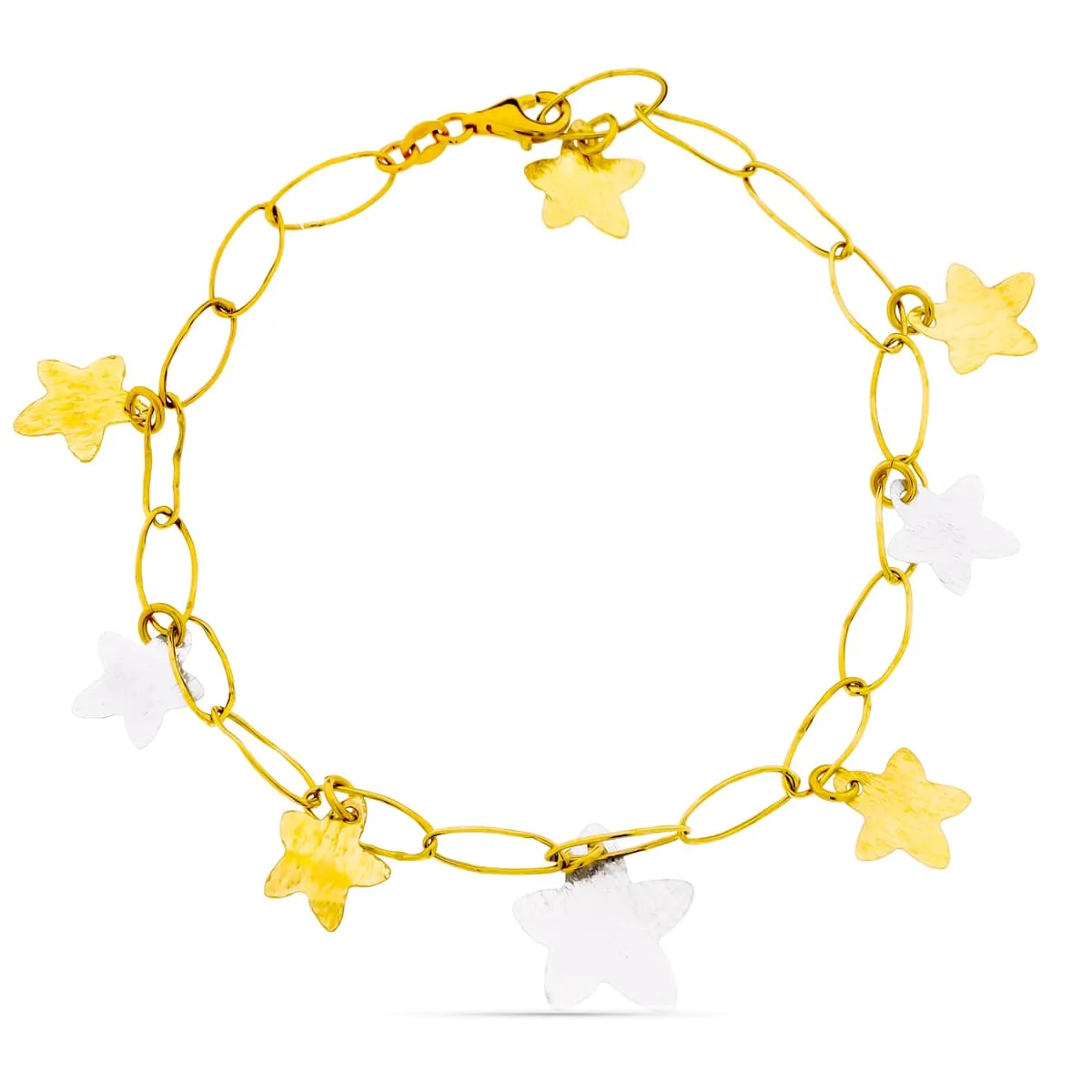 18K PULSERA BICOLOR ESTRELLAS.