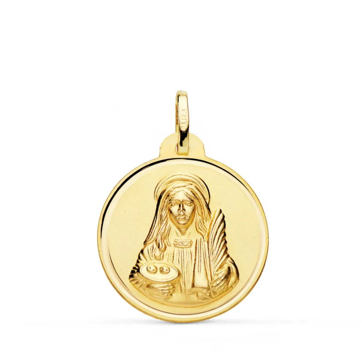 18K MEDALLA ORO AMARILLO SANTA LUCIA BISEL 22 MM